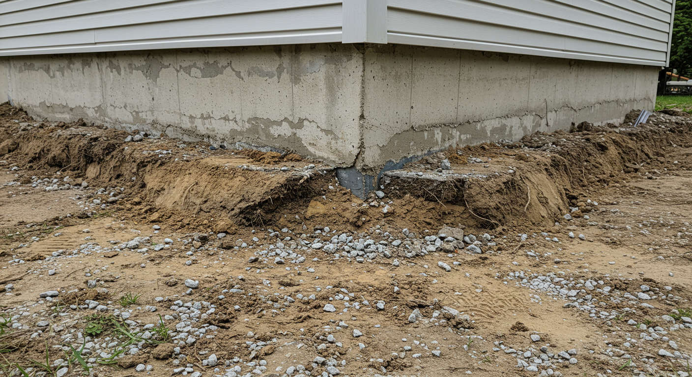 poor grading around foundation leading to wet basement